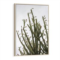 Obraz w ramie 80x120 - Ekskluzywna Roślinność - kaktusy, liście - rama drewno
