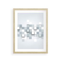 Plakat w ramie 30x40 - Trójwymiarowe formy geometryczne - geometria, 3D - rama drewno