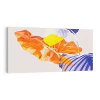 Obraz na płótnie 120x60 - Energetyczne Indygo - retro, tropikalne liście