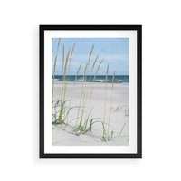 Plakat w ramie 40x50 - Przytulna Śródziemnomorska Trawa - plaża, trawy - rama czarna