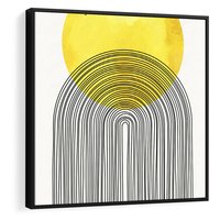 Obraz w ramie 50x50 - Słoneczne Odbicia - geometria, żółte koło - rama czarna
