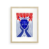 Plakat w ramie 40x50 - Nowoczesne Wcielenie Boho - etniczna maska, boho styl - rama drewno