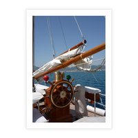 Plakat bez ramy 21x30 - Podróż Morska - statek, ster