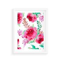 Plakat w ramie 50x70 - Delikatna Akwarela - kwiaty, akwarela - rama biała