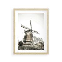Plakat w ramie 50x70 - Wiejska Idylla z Młynem - wiatrak, młyn - rama drewno
