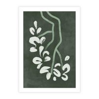 Plakat bez ramy 21x30 - Rozkwitające Zielone Gałęzie - abstrakcyjne delikatne zielone linie, podobne do gałęzi kwiatów