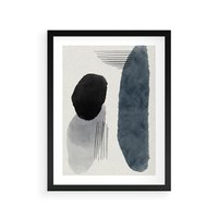 Plakat w ramie 40x50 - Abstrakcyjna Gra Szarości - abstrakcyjna grafika, akwarela - rama czarna