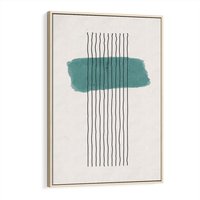 Obraz w ramie 50x70 - Bezczasowe Wspomnienia - abstrakcyjna akwarelowa plama, nieregularne kreski - rama drewno