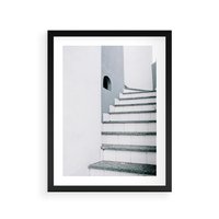 Plakat w ramie 30x40 - Schody ku Urokowi Wyspy - schody, santorini - rama czarna