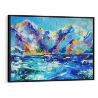 Obraz w ramie 70x50 - Mistyka Górskich Marzeń - abstrakcja, pejzaż gór - rama czarna