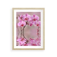 Plakat w ramie 30x40 - Relaksacyjne spa w otoczeniu storczyka - spa, storczyk - rama drewno