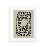 Plakat w ramie 30x40 - Zaklęte Wnętrza - boho plakat, czarne kropki kreski - rama biała