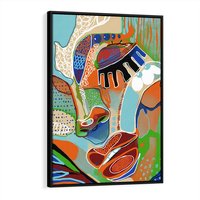 Obraz w ramie 70x100 - Wibracje Kształtów - abstrakcyjny portret kobiety, twarz - rama czarna