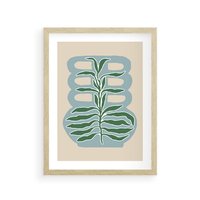 Plakat w ramie 30x40 - Wewnętrzne Spektrum - boho styl, wazon - rama drewno