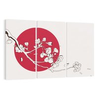 Obraz na płótnie 120x80 - Esencja Zen - kwiatnąca wiśnia, orientalna grafika