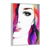 Obraz w ramie 70x100 - Kobieta Twarz Abstrakcja - kobieta, twarz - rama biała