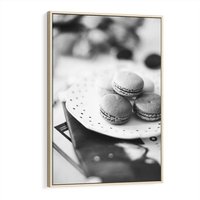 Obraz w ramie 50x70 - Makaroniki w Szarości - czarno biała fotografia, plakat - rama drewno