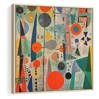 Obraz w ramie 80x80 - Wewnętrzne Zagadki Kształtów - abstrakcyjny obraz, sztuka abstrakcji - rama drewno