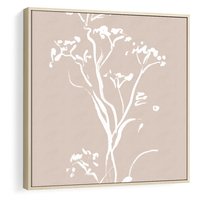 Obraz w ramie 50x50 - Harmonijne Mini Boho - minimalistyczny delikatny obraz, beżowe odcienie - rama drewno