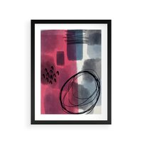 Plakat w ramie 40x50 - Formy w Różu i Granacie - abstrakcja, różne formy - rama czarna