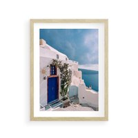Plakat w ramie 40x50 - Urok Greckiej Wyspy - Santorini, Grecja - rama drewno