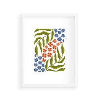 Plakat w ramie 30x40 - Splątane Granice - kwiaty, sztuka nowoczesna - rama biała