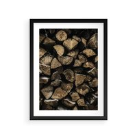 Plakat w ramie 40x50 - Piękno Prostej Formy - drewno, kłody - rama czarna