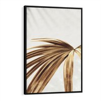 Obraz w ramie 70x100 - Egzotyczny Blask - złote, liście - rama czarna