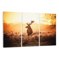 Obraz na płótnie 120x80 - Magia jesiennego słońca: Jeleń w promieniach - jeleń, jesień