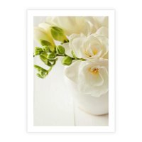 Plakat bez ramy 21x30 - Subtelność białych frezji - frezja, białe