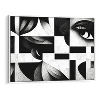 Obraz w ramie 120x80 - Harmonia świateł i cieni - abstrakcja czarno biała, geometria - rama biała