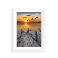 Plakat w ramie 40x50 - Magia zachodu słońca - zachód, słońca - rama biała