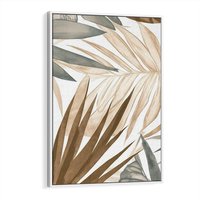 Obraz w ramie 50x70 - Liście w Akwareli - akwarela, malowane liście - rama biała