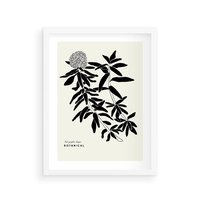 Plakat w ramie 50x70 - Szept kwiatowej wyobraźni - czarno biała grafika, roślinność - rama biała
