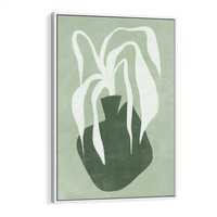 Obraz w ramie 80x120 - Zieleń Pulsującego Spokoju - zielona abstrakcja, zgaszona zieleń - rama biała