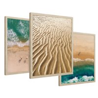 Zestaw obrazy w ramie 50x70 galeria - Plaża, boho, wakacje, morze - rama drewno
