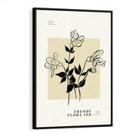 Obraz w ramie 50x70 - Malowane szkicowe tęsknoty - kwiaty, typografia - rama czarna