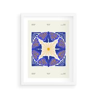 Plakat w ramie 50x70 - Księga Abstrakcji - abstrakcyjna boho kompozycja, granatowe ćmy - rama biała