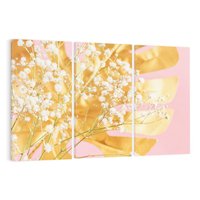 Obraz na płótnie 120x80 - : Elegancja w Złocie - złote, liście