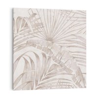 Obraz na płótnie 80x80 - Odsłonięte liściowe wspomnienia - monochromatyczne, kolory sepii