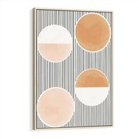 Obraz w ramie 70x100 - Przenikające Kształty - abstrkacyjna nowoczesna sztuka, koła okręgi - rama drewno