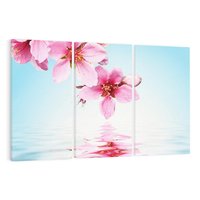 Obraz na płótnie 120x80 - Kwiatowa oaza nad wodą - kwiaty, woda