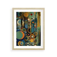 Plakat w ramie 40x50 - Wibracje Wymyślnych Form - abstrakcyjny obraz, mnogość kolorów - rama drewno