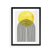 Plakat w ramie 30x40 - Słoneczne Odbicia - geometria, żółte koło - rama czarna