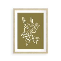 Plakat w ramie 30x40 - Przenikające Barwy - abstrakcyjna roślina, kwiaty - rama drewno