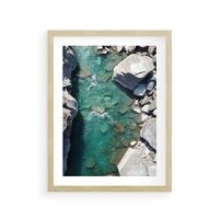 Plakat w ramie 50x70 - Spotkanie natury i siły - rzeka, skały - rama drewno