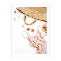 Plakat bez ramy 40x50 - Moda na Plażę - kompozycja fashion, sukienka