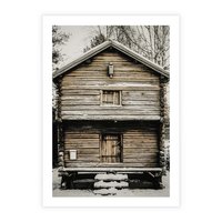Plakat bez ramy 30x40 - Stary Drewniany Dom w Śniegu - stary drewniany dom, zima