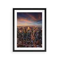 Plakat w ramie 30x40 - Miasto wieżowców w perspektywie - miasto, wieżowce - rama czarna