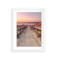 Plakat w ramie 30x40 - Spacer Wśród Przyboju - dróżka, morze - rama biała